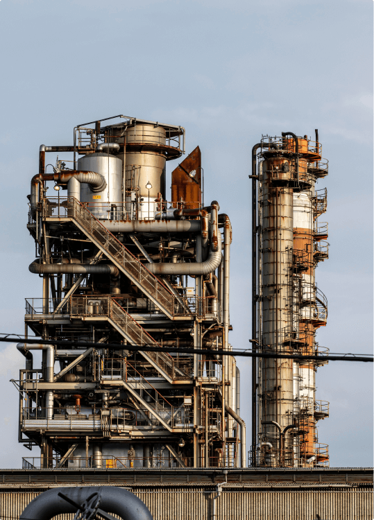 Petroleum refinery towers and processing structures